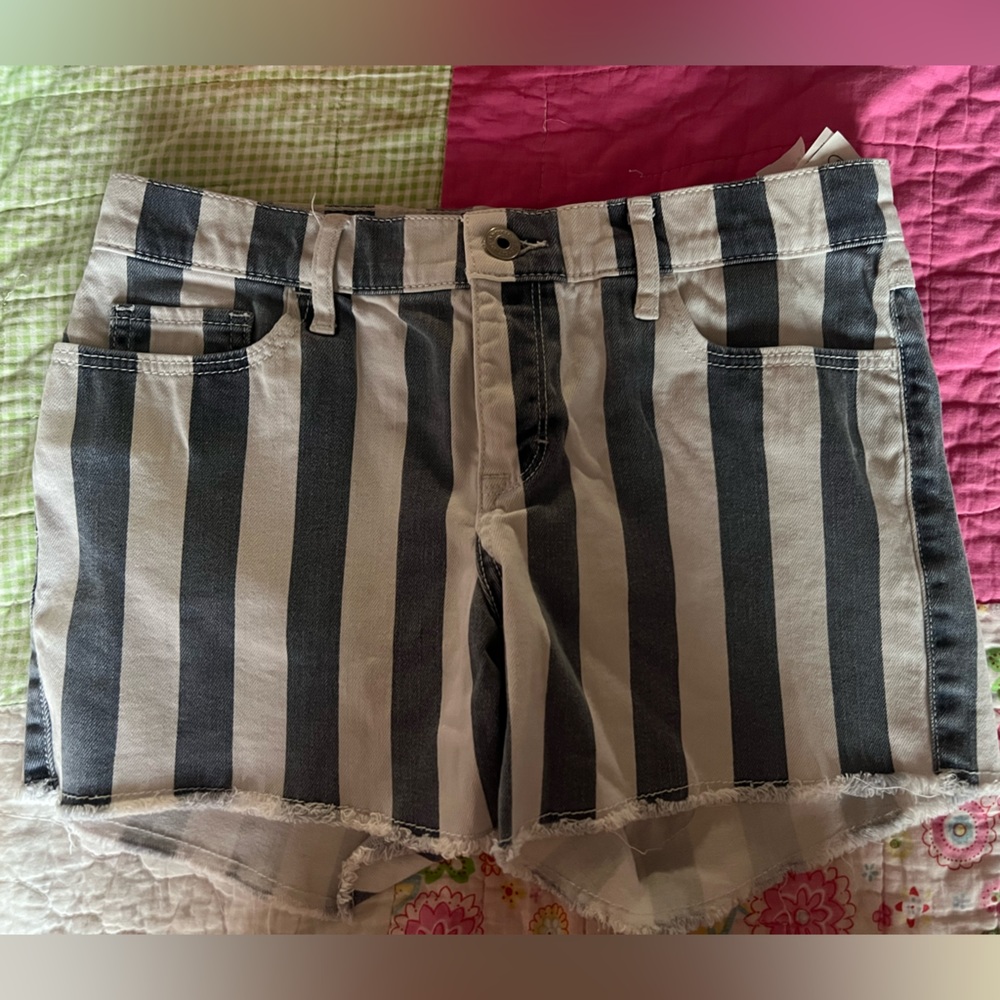 Abercrombie kids denim striped shorts girls size 15-16